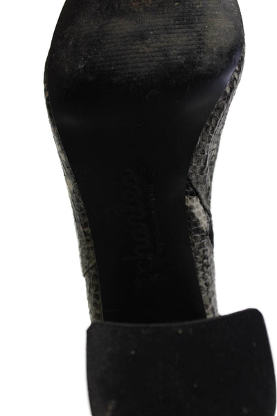 Charles by Charles David Womens Side Zip Block Heel Snake Printed Boots Gray 8.5