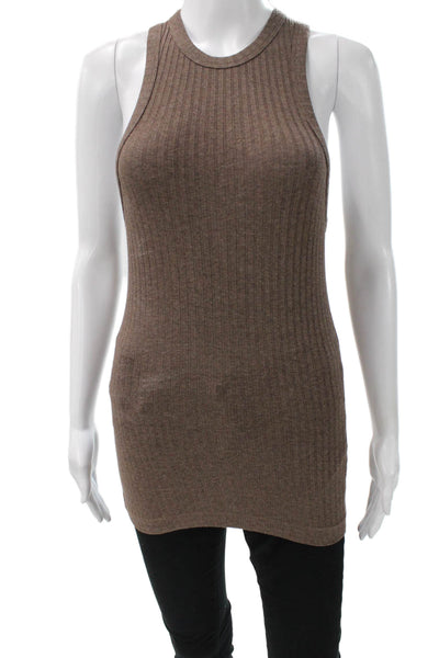 Carbon38 Womens Basic Sleeveless Tank Brown Viscose Round Neck Solid Size S
