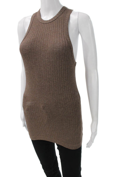 Carbon38 Womens Basic Sleeveless Tank Brown Viscose Round Neck Solid Size S