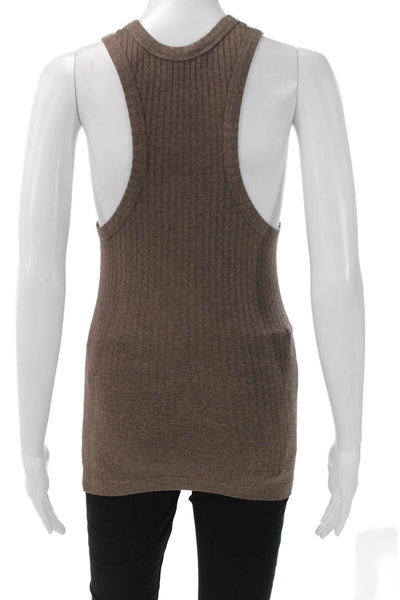 Carbon38 Womens Basic Sleeveless Tank Brown Viscose Round Neck Solid Size S