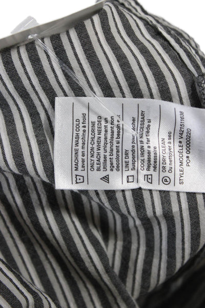 Vince Women Basic Striped Black Cotton Collared Button-Up Long Sleeve Size M