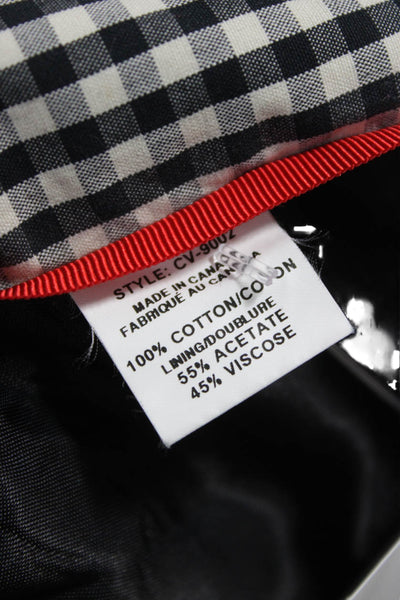Ramosport Women Black Cotton Check Trench Coat Button Long Sleeve Size M