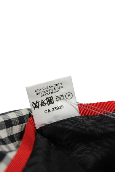 Ramosport Women Black Cotton Check Trench Coat Button Long Sleeve Size M