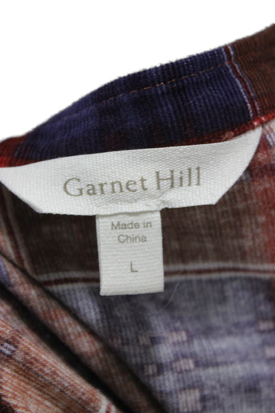 Garnet Hill Womens Plaid Henley Cotton Dress 3/4 Sleeve Sleepshirt Size L