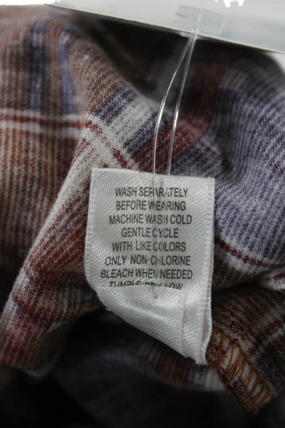 Garnet Hill Womens Plaid Henley Cotton Dress 3/4 Sleeve Sleepshirt Size L
