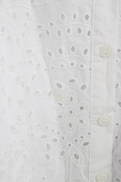 Zara Womens White Cotton Floral Shirt Dress Long Sleeve Above Knee Size M