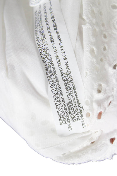 Zara Womens White Cotton Floral Shirt Dress Long Sleeve Above Knee Size M