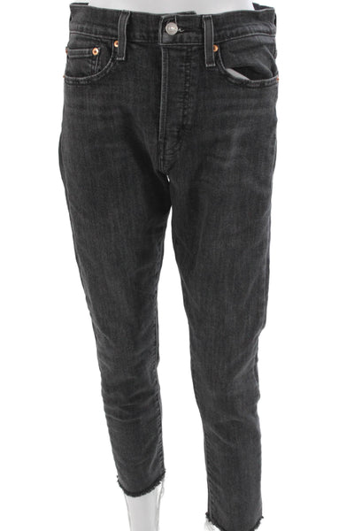 Levi's Womens Ankle Jeans Black High Rise Button Cotton Inseam 26 Size 30