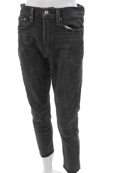Levi's Womens Ankle Jeans Black High Rise Button Cotton Inseam 26 Size 30
