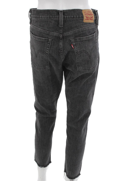 Levi's Womens Ankle Jeans Black High Rise Button Cotton Inseam 26 Size 30