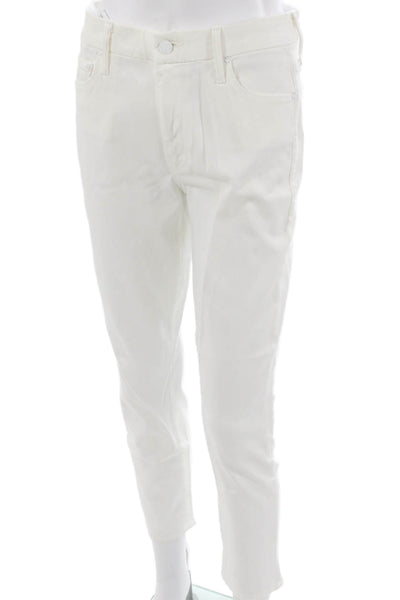 Mother Women White High Rise Ankle Jeans Button Fly Size 29