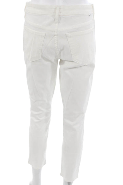 Mother Women White High Rise Ankle Jeans Button Fly Size 29