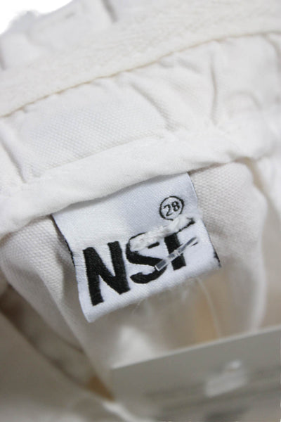NSF Womens Cargo Pants White Tencel Button Size 28