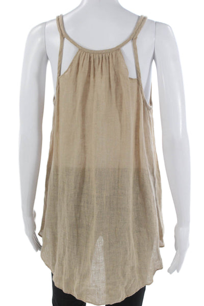 Calypso Saint Barth Women Beige Linen V Neck Sleeveless Tunic Summer Size M