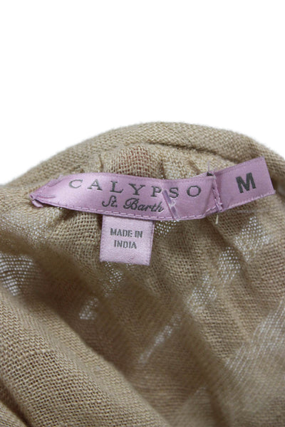 Calypso Saint Barth Women Beige Linen V Neck Sleeveless Tunic Summer Size M