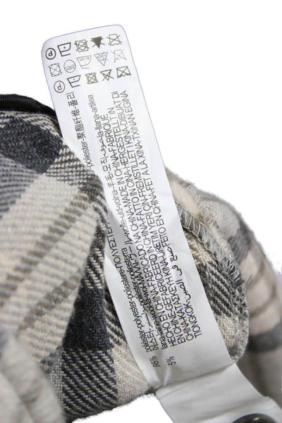 Zara Women Basic Plaid Jacket Gray Button Polyester Long Sleeve Size M