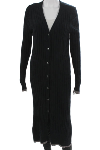 Michael Stars Women Cardigan Black V-Neck 100% Cotton Long Sleeve Size M