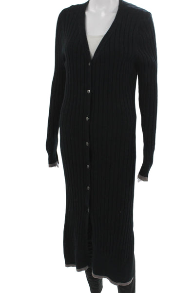 Michael Stars Women Cardigan Black V-Neck 100% Cotton Long Sleeve Size M