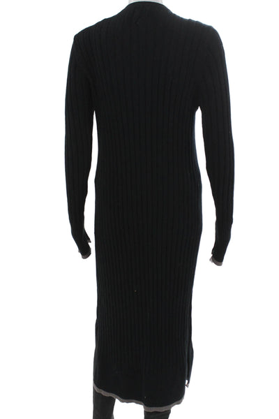 Michael Stars Women Cardigan Black V-Neck 100% Cotton Long Sleeve Size M