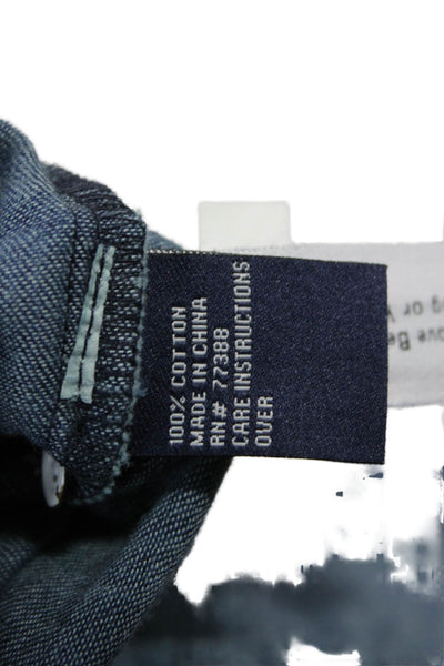 Madewell Womens Basic Collared Button-Up Cotton Long Sleeve Blue Size M