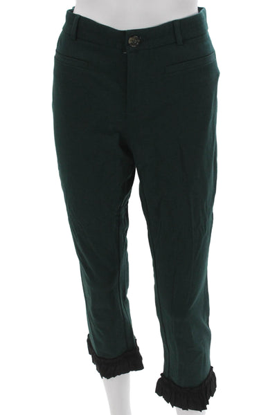Cartonnier Anthropologie Womens Green Cropped Pants Cotton Rayon Spandex Size 8