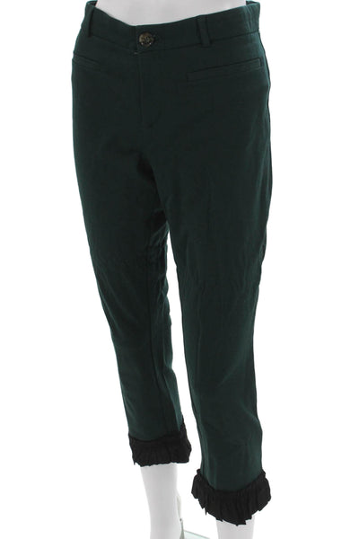 Cartonnier Anthropologie Womens Green Cropped Pants Cotton Rayon Spandex Size 8