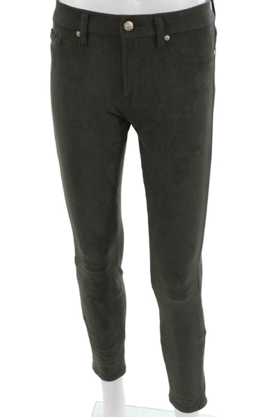 7 For All Mankind Women Jeggings Green Polyester Inseam 26 Size 29