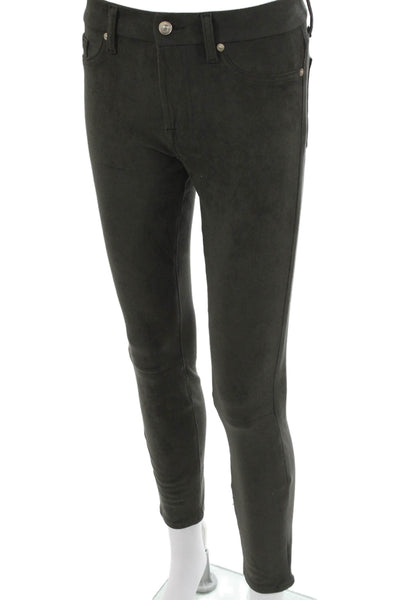 7 For All Mankind Women Jeggings Green Polyester Inseam 26 Size 29