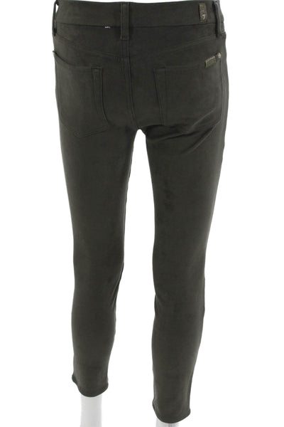 7 For All Mankind Women Jeggings Green Polyester Inseam 26 Size 29