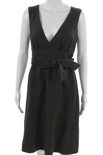 Nanette Lepore Women Fit & Flare Dress Black Polka Dot V-Neck Size 8