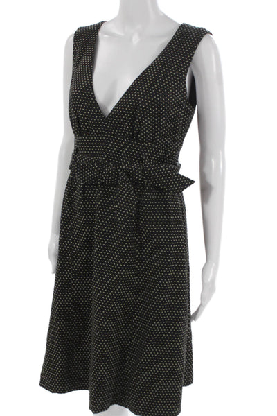Nanette Lepore Women Fit & Flare Dress Black Polka Dot V-Neck Size 8