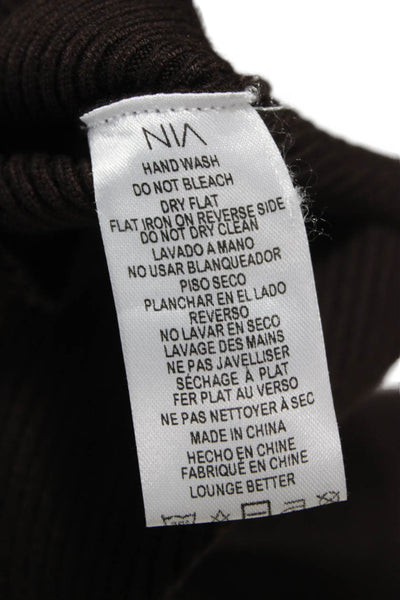 NIA Womens Cardigan Brown Polyester Long Sleeve Round Neck Size S