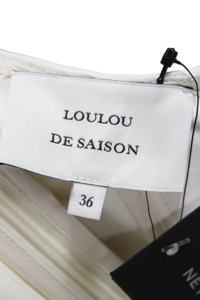 LouLou De Saison Womens Round Neck Viscose Longsleeve Blouse Ivory Zip Size 36