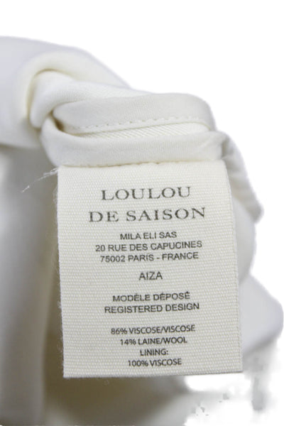 LouLou De Saison Womens Round Neck Viscose Longsleeve Blouse Ivory Zip Size 36