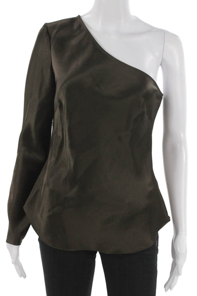 Polo Ralph Lauren Women One Shoulder Long Sleeve Green Blouse Size 4