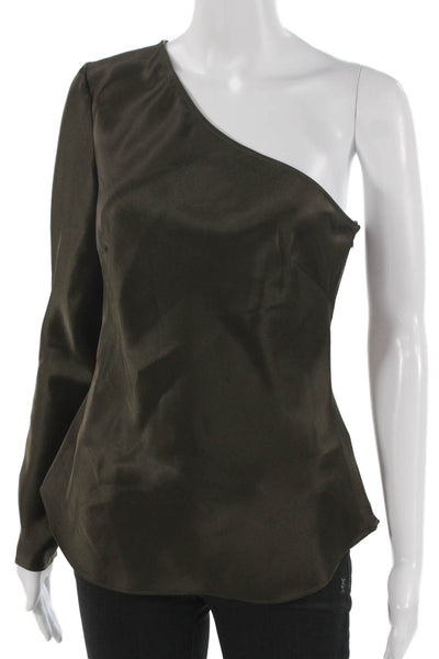 Polo Ralph Lauren Women One Shoulder Long Sleeve Green Blouse Size 4