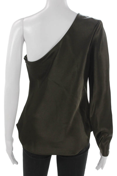 Polo Ralph Lauren Women One Shoulder Long Sleeve Green Blouse Size 4