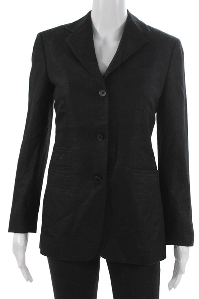 Shari's Place Womens Black Wool Pantsuit Long Sleeve Buttoned Size 40