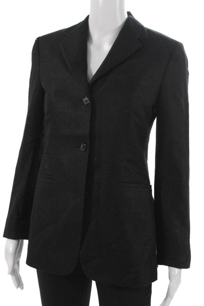Shari's Place Womens Black Wool Pantsuit Long Sleeve Buttoned Size 40