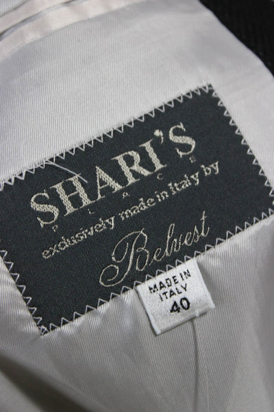 Shari's Place Womens Black Wool Pantsuit Long Sleeve Buttoned Size 40