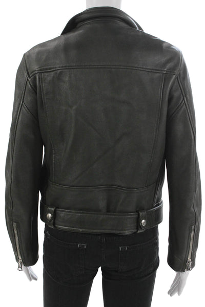 ACNE Studios Women Biker Lamb Leather Jacket Black Zip Long Sleeve Size 40