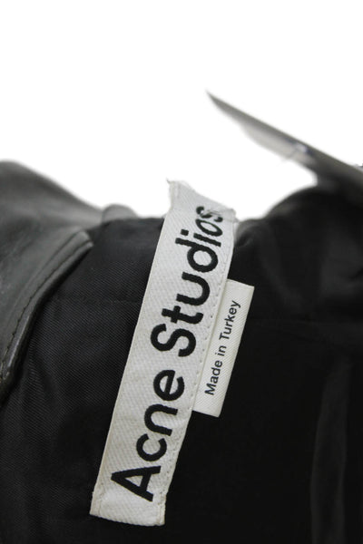 ACNE Studios Women Biker Lamb Leather Jacket Black Zip Long Sleeve Size 40