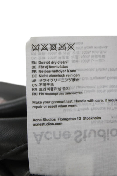 ACNE Studios Women Biker Lamb Leather Jacket Black Zip Long Sleeve Size 40