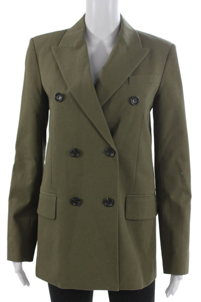 Maria McManus Womens Green Organic Cotton Long Sleeve Blazer Size 0