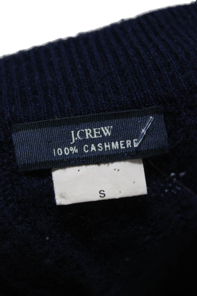 J Crew Womens Cashmere Pullover Sweater Blue Crew Neck 3/4 Sleeve Size S