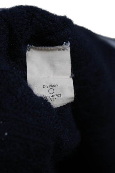 J Crew Womens Cashmere Pullover Sweater Blue Crew Neck 3/4 Sleeve Size S
