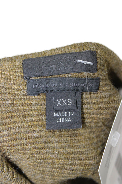 J Crew Women Cashmere Boat Neck Tunic Sweater Green 3/4 Sleeve Size 2XS