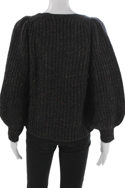 Madewell Women Gray V Neck Wool Pullover Sweater Long Sleeve Solid Size XS