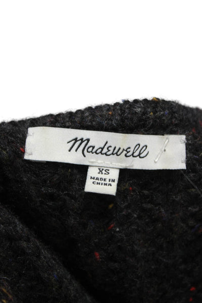 Madewell Women Gray V Neck Wool Pullover Sweater Long Sleeve Solid Size XS