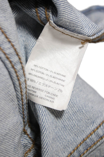 J Crew Women Basic Jacket Blue Button Long Sleeve Solid Cotton Size XS